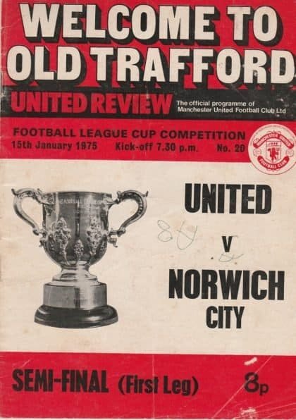 Manchester United v Norwich City  15-Jan-1975