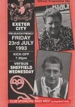 Exeter City v Sheffield Wednesday  23-Jul-1993