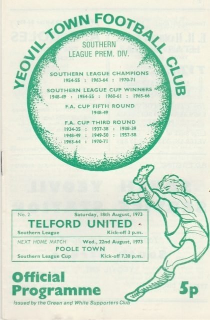 Yeovil Town v Telford United 18-Aug-1973