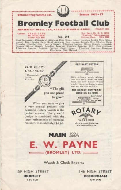 Bromley v Tooting & Mitcham 26-Dec-1956