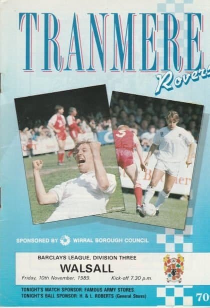 Tranmere Rovers v Walsall  10-Nov-1989