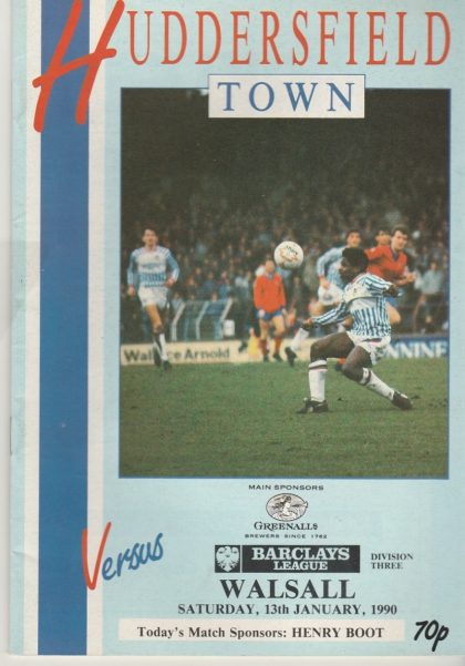 Huddersfield Town v Walsall 13-Jan-1990