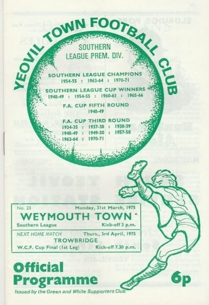 Yeovil Town v Weymouth  31-Mar-1975