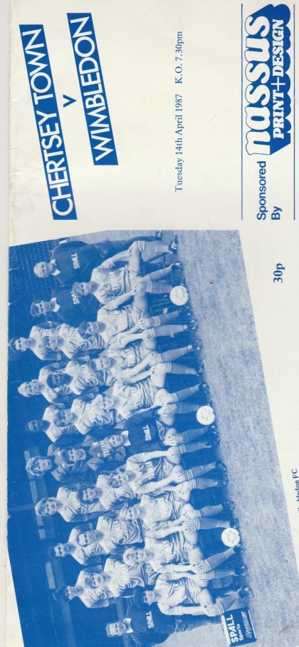 Chertsey Town v Wimbledon  14-Apr-1987