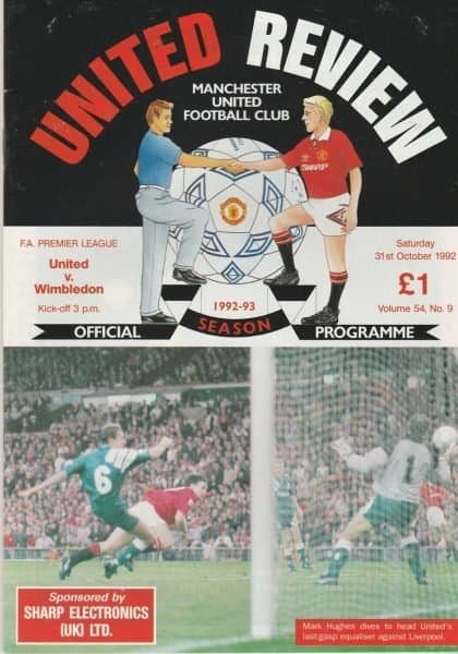 Manchester United v Wimbledon 31-Oct-1992