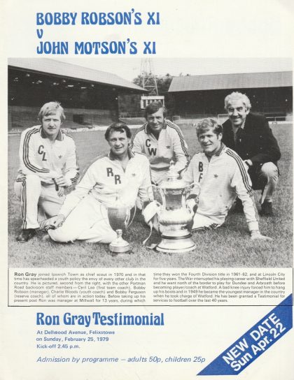 Bobby Robson's XI v John Motson's XI  25-Feb-1979