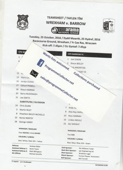 Wrexham v Barrow 25-Oct-2016