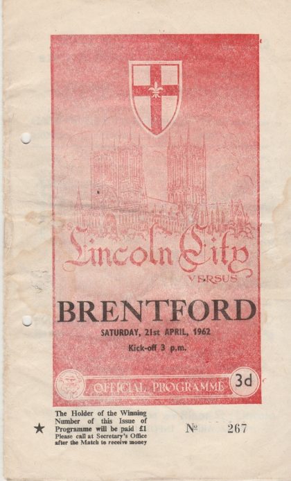 Lincoln City v Brentford 21-Apr-1962