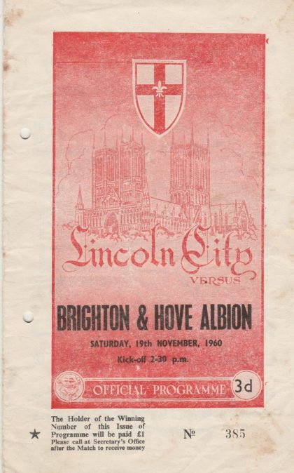 Lincoln City v Brighton & Hove Albion  19-Nov-1960