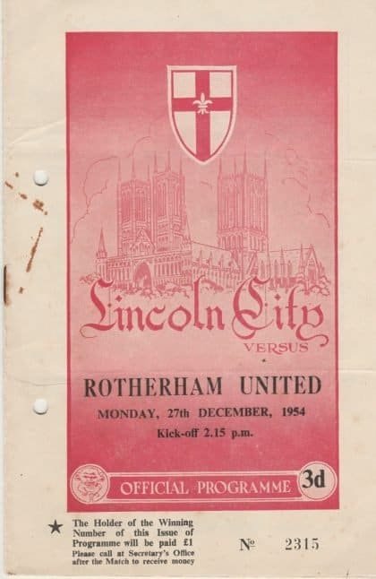 Lincoln City v Rotherham United 27-Dec-1954