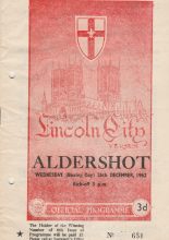 Lincoln City v Aldershot  26-Dec-1962