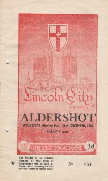 Lincoln City v Aldershot  26-Dec-1962