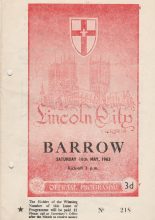 Lincoln City v Barrow 18-May-1963