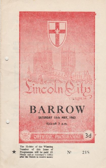 Lincoln City v Barrow 18-May-1963