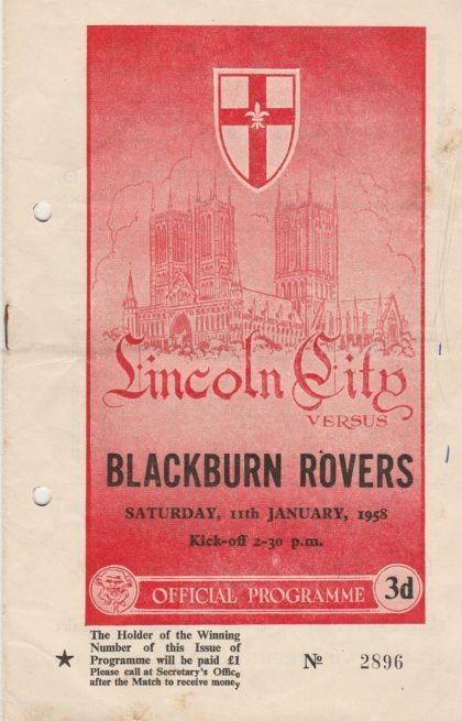 Lincoln City v Blackburn Rovers 11-Jan-1958