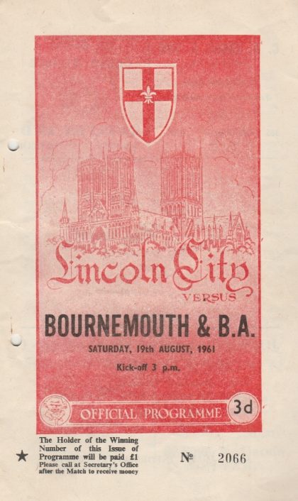 Lincoln City v Bournemouth & Boscombe Athletic 19-Aug-1961