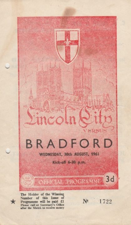 Lincoln City v Bradford Park Avenue 30-Aug-1961