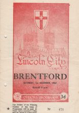Lincoln City v Brentford 01-Dec-1962