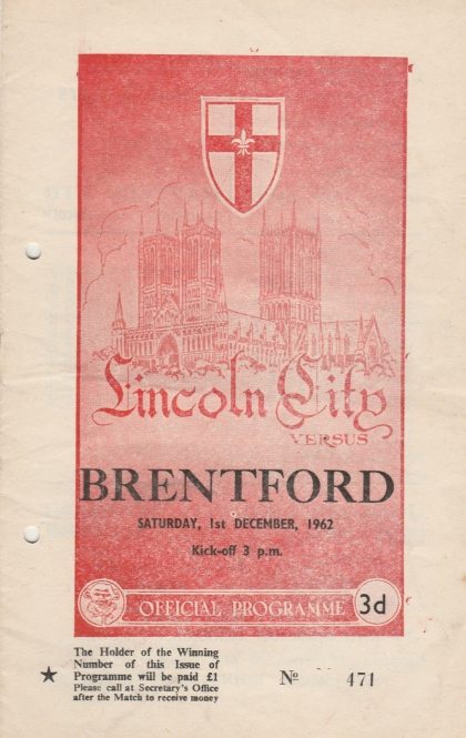 Lincoln City v Brentford 01-Dec-1962