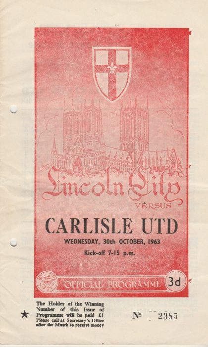 Lincoln City v Carlisle United  30-Oct-1963