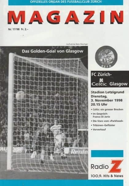 FC Zurich v Glasgow Celtic 03-Nov-1998