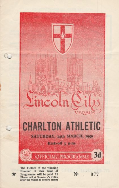 Lincoln City v Charlton Athletic  14-Mar-1959