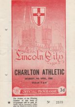 Lincoln City v Charlton Athletic 09-Apr-1960