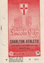 Lincoln City v Charlton Athletic 22-Feb-1958