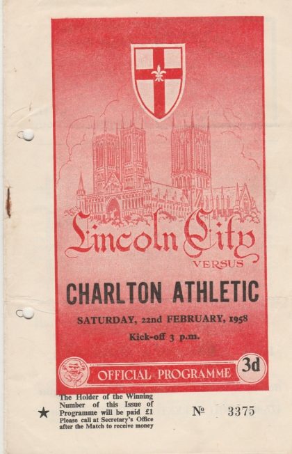 Lincoln City v Charlton Athletic 22-Feb-1958