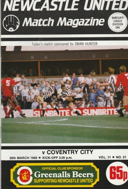 Newcastle United v Coventry City 26-Mar-1988