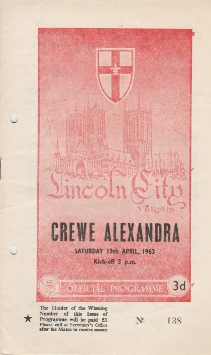 Lincoln City v Crewe Alexandra  13-Apr-1963