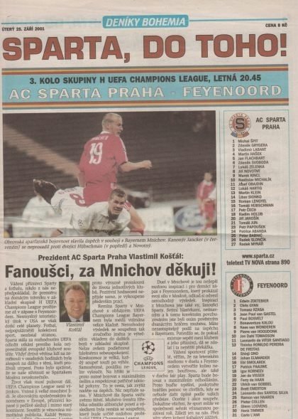 Sparta Prague v Feyenoord  25-Sep-2001