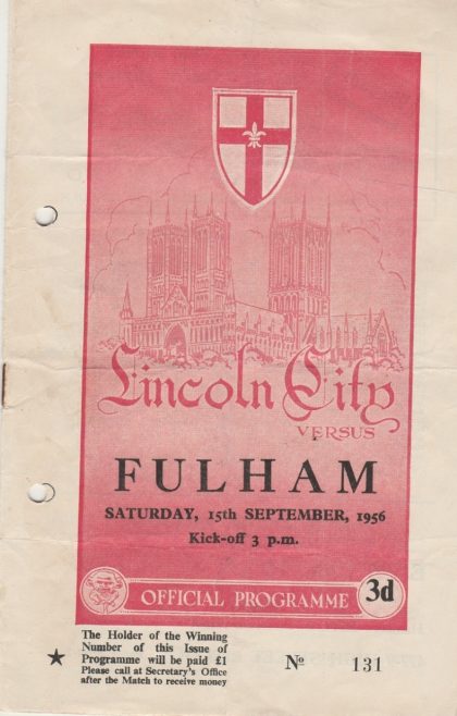 Lincoln City v Fulham 15-Sep-1956