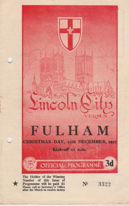 Lincoln City v Fulham 25-Dec-1957