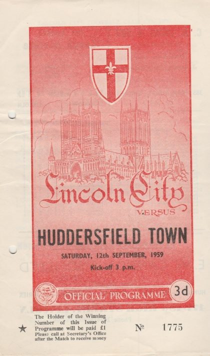 Lincoln City v Huddersfield Town 12-Sep-1959
