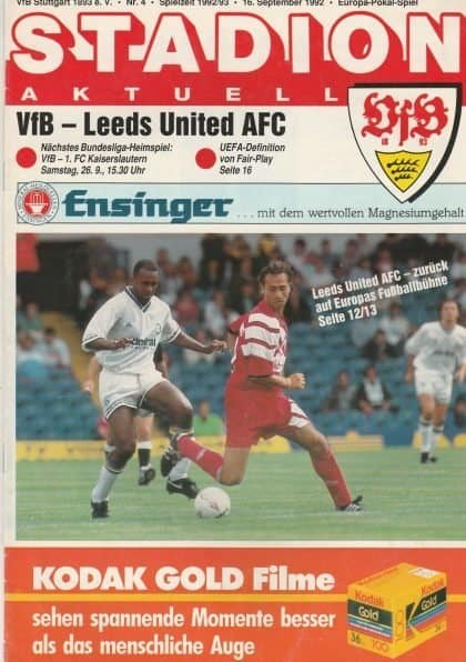 VFB Stuttgart v Leeds United  16-Sep-1992