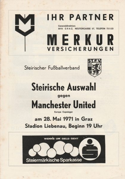 Steirische Auswahl v Manchester United 28-May-1971