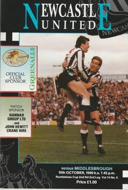 Newcastle United v Middlesbrough 10-Oct-1990
