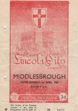 Lincoln City v Middlesbrough  01-Apr-1961