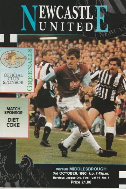 Newcastle United v Middlesbrough 03-Oct-1990