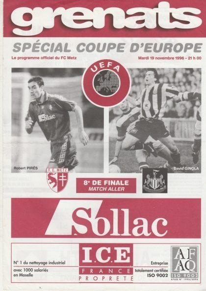 FC Metz v Newcastle United 19-Nov-1996