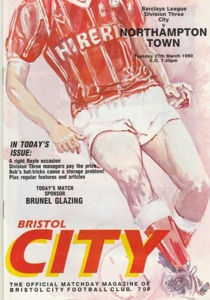 Bristol City v Northampton Town  27-Mar-1990