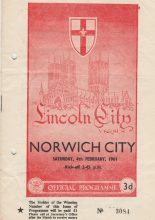Lincoln City v Norwich City  04-Feb-1961