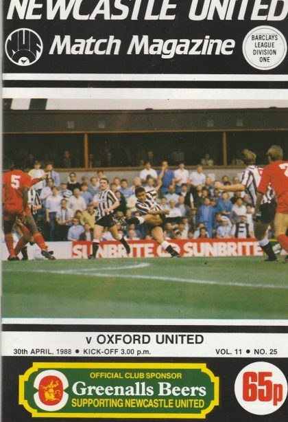Newcastle United v Oxford United 30-Apr-1988
