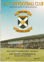 East Fife v Peterhead  26-Apr-2003