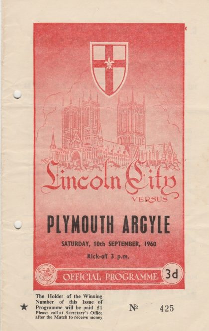 Lincoln City v Plymouth Argyle  10-Sep-1960