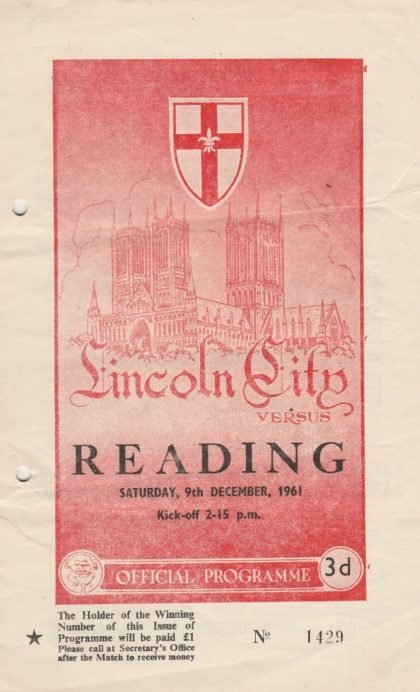 Lincoln City v Reading  09-Dec-1961