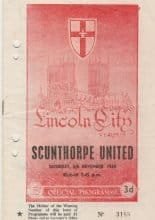 Lincoln City v Scunthorpe United 05-Nov-1960