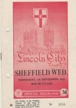 Lincoln City v Sheffield Wednesday 07-Sep-1955