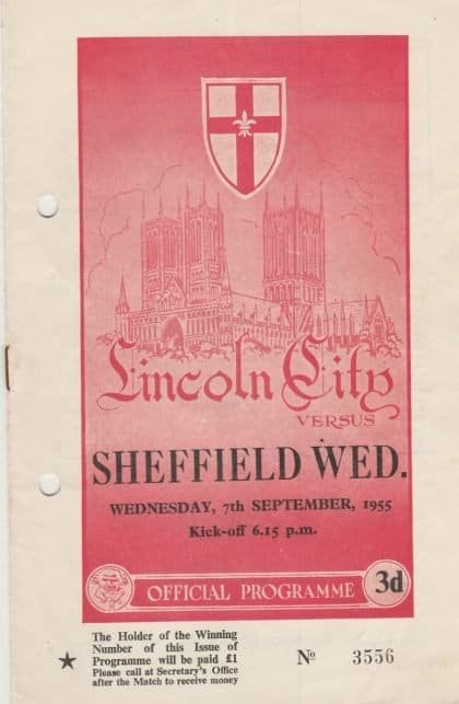 Lincoln City v Sheffield Wednesday 07-Sep-1955